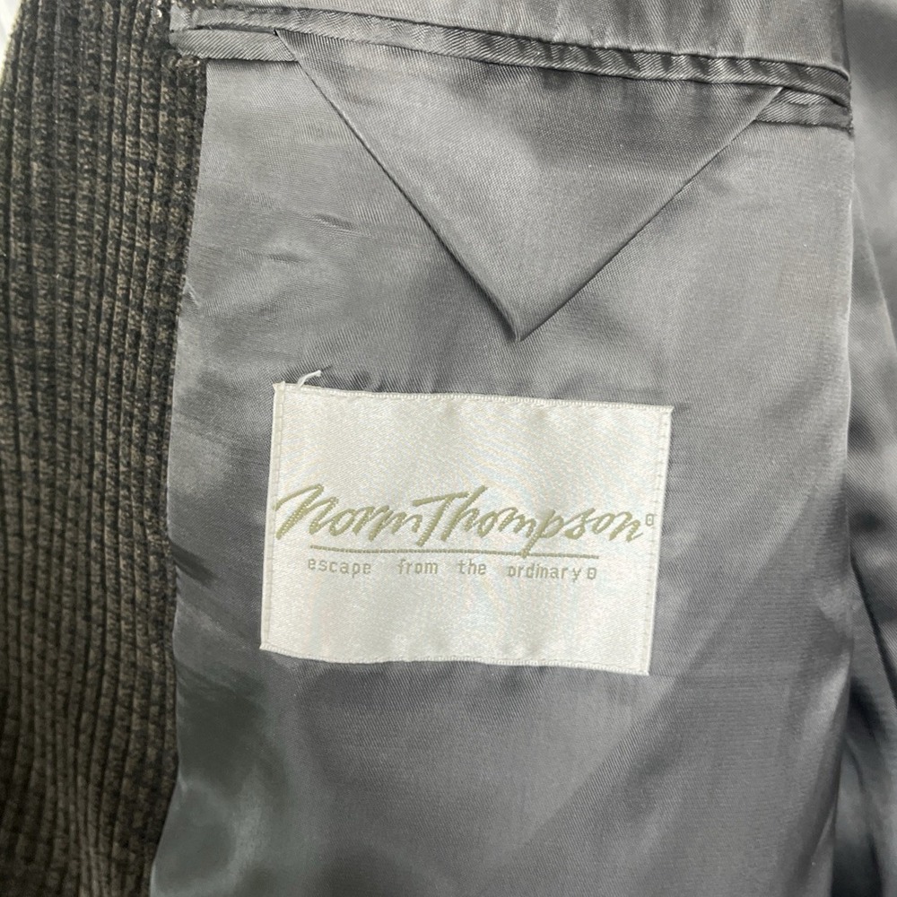 Norm Thompson Men's Sports Coat Dark Brown Check Texture Corduroy Blazer 44L - Picture 7 of 10